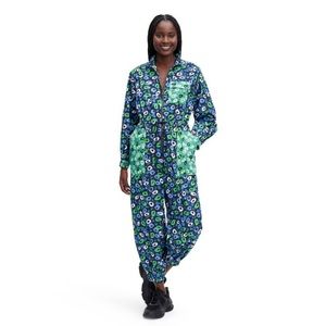 NWT DVF for Target Collab Nylon Jazz Dot Green Sports Jumpsuit Oversized Baggy M